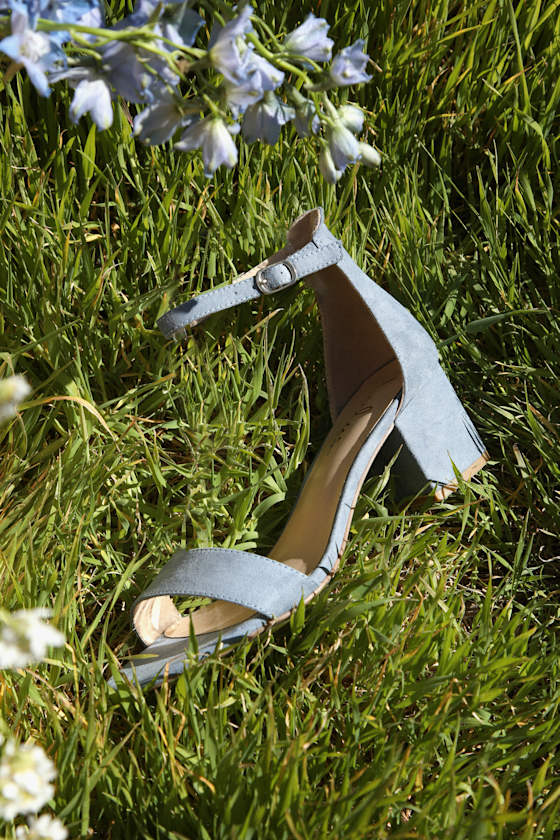 Harper Black Suede Ankle Strap Heels