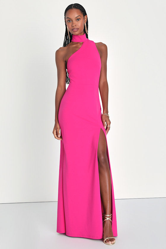 Keep It Interesting Black Asymmetrical Cutout Halter Maxi Dress