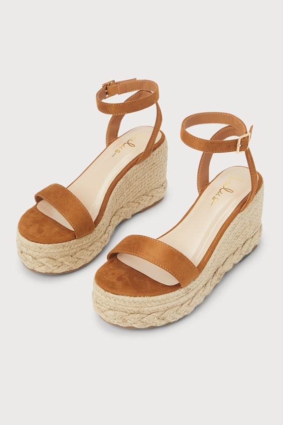 Cesilie White Ankle Strap Platform Espadrille Wedges
