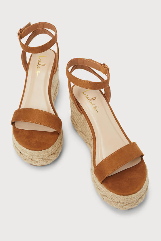 Cesilie White Ankle Strap Platform Espadrille Wedges