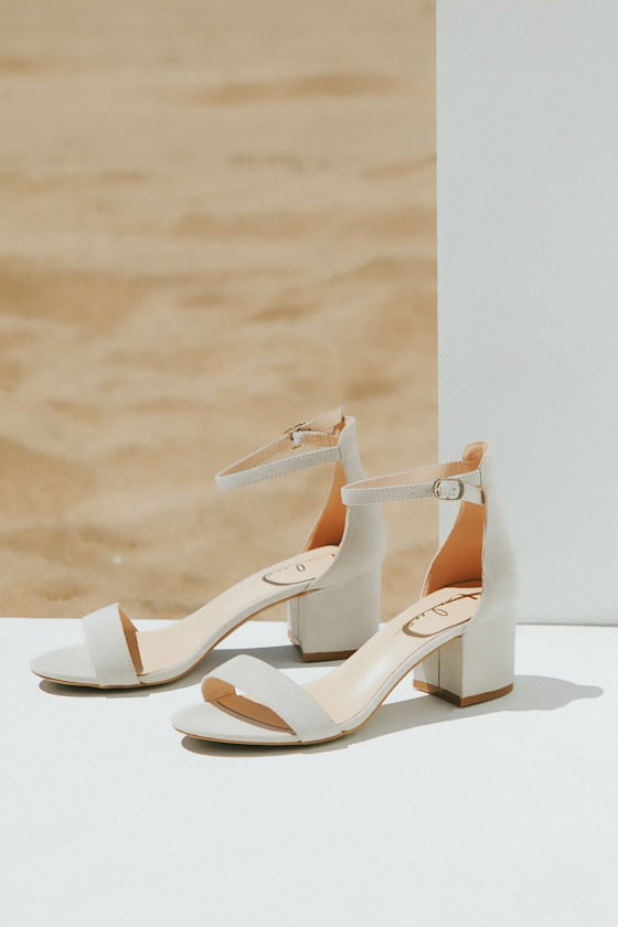 Harper Champagne Glitter Ankle Strap Heels