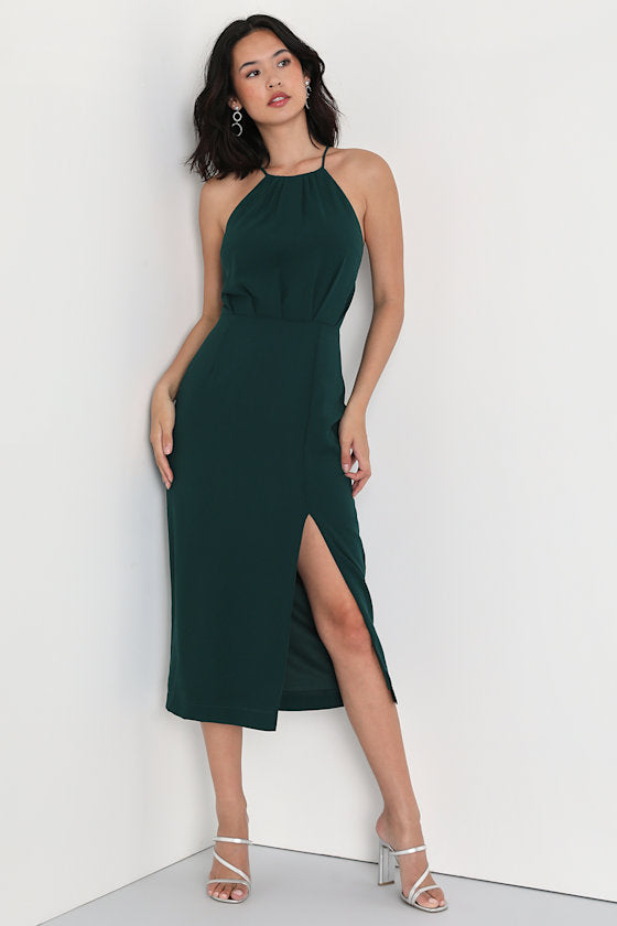 Dreamy Date Night Navy Blue Sleeveless Midi Dress