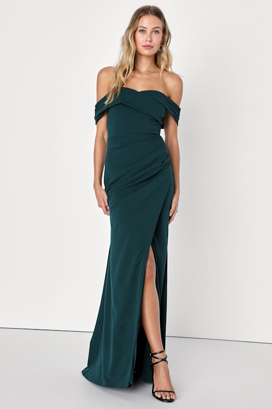 High-Class Presence Royal Blue Off-the-Shoulder Maxi Dress