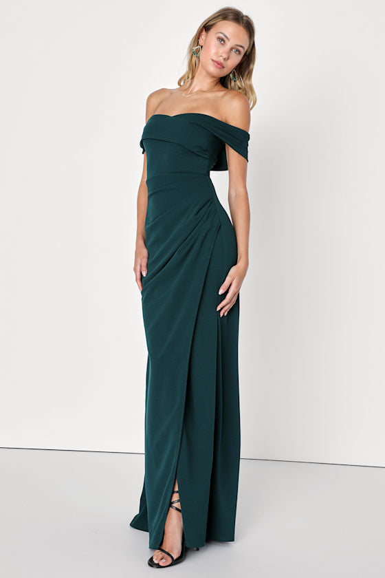 High-Class Presence Royal Blue Off-the-Shoulder Maxi Dress