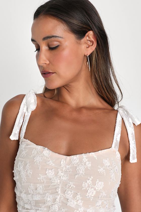Be Mine Forever Light Pink Floral Lace Ruched Bodycon Dress