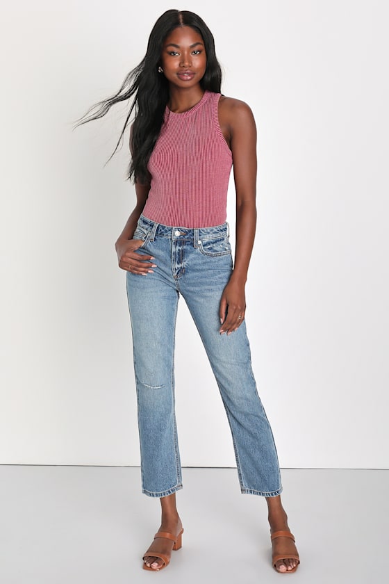 Essential Update Slate Blue Ribbed Tank Top