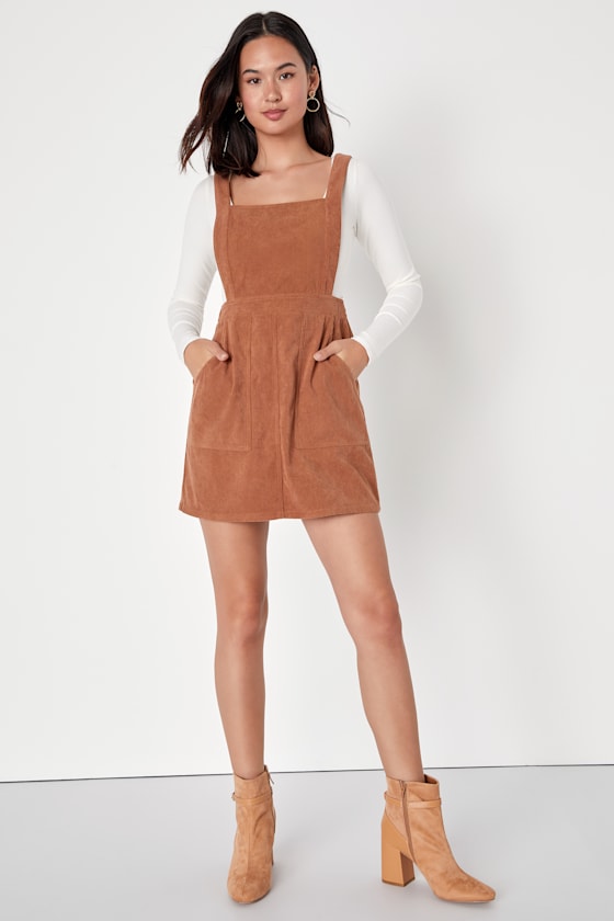 Embracing Autumn Emerald Green Corduroy Pinafore Mini Dress