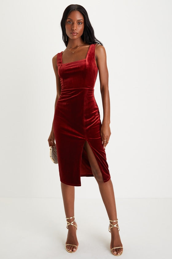 Baby, You're The One Emerald Green Velvet Sleeveless Midi Dress