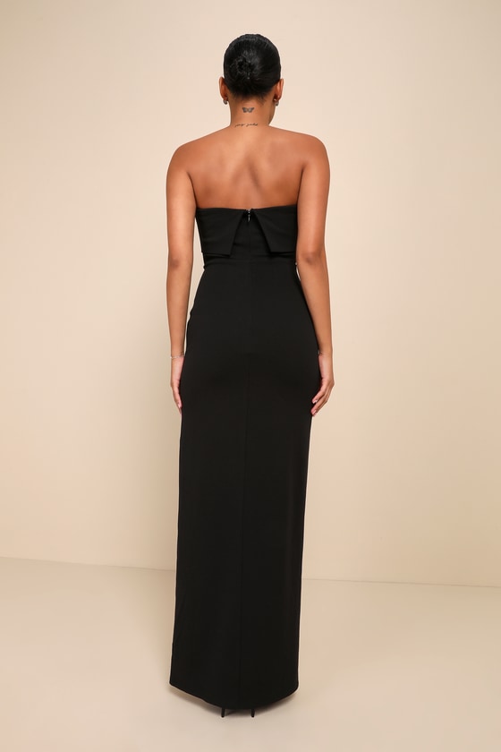 Classy Consideration Coral Pink Strapless Maxi Dress