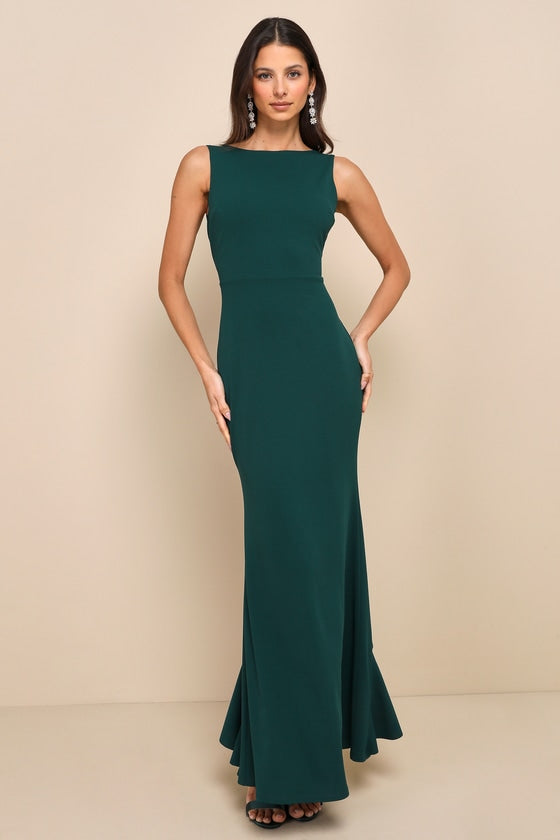 Exquisite Refinement Black Backless Bow Ruffled Maxi Dress
