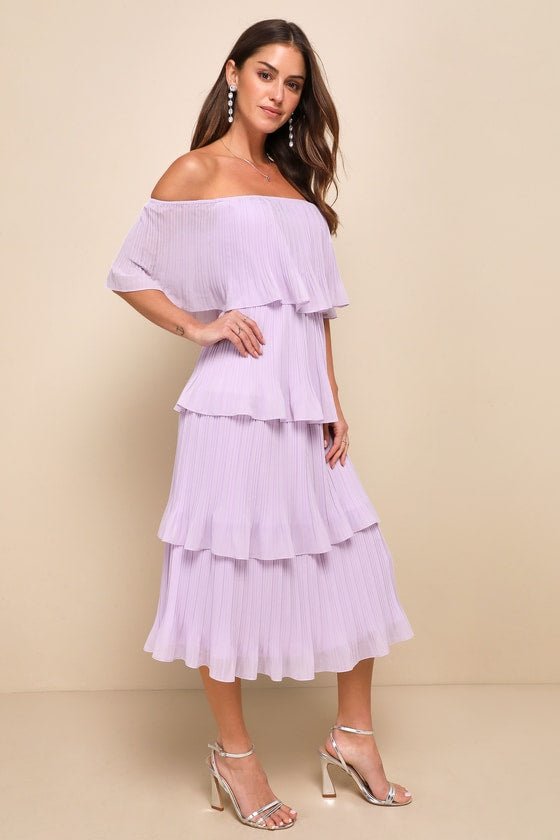 Gala Ready Yellow Off-the-Shoulder Ruffle Midi Dress