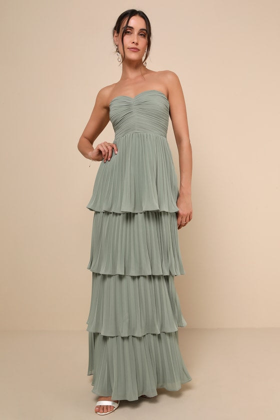 Seriously Sensational Lavender Strapless Tiered Maxi Dress