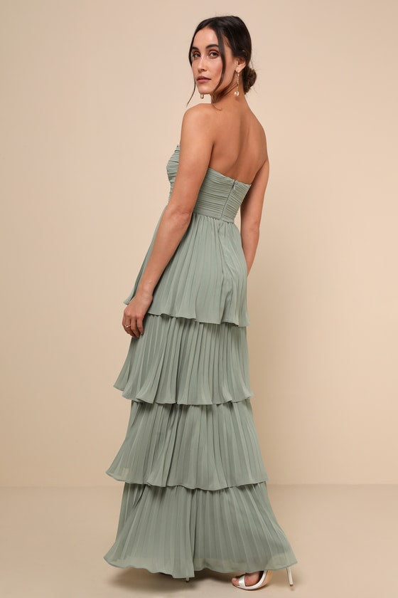 Seriously Sensational Yellow Strapless Tiered Maxi Dress