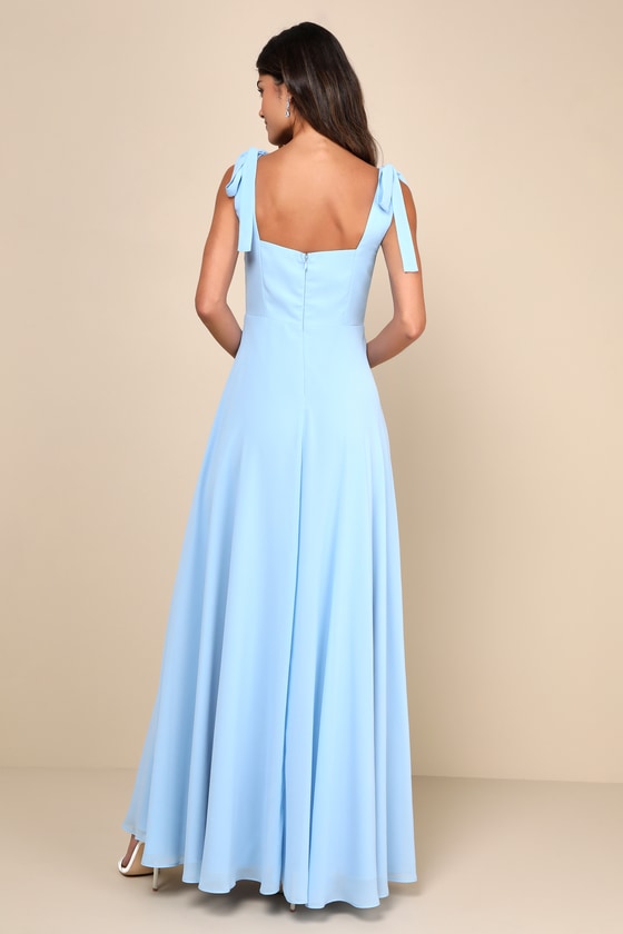 Love Me Forever Navy Blue Floral Square Neck Maxi Dress