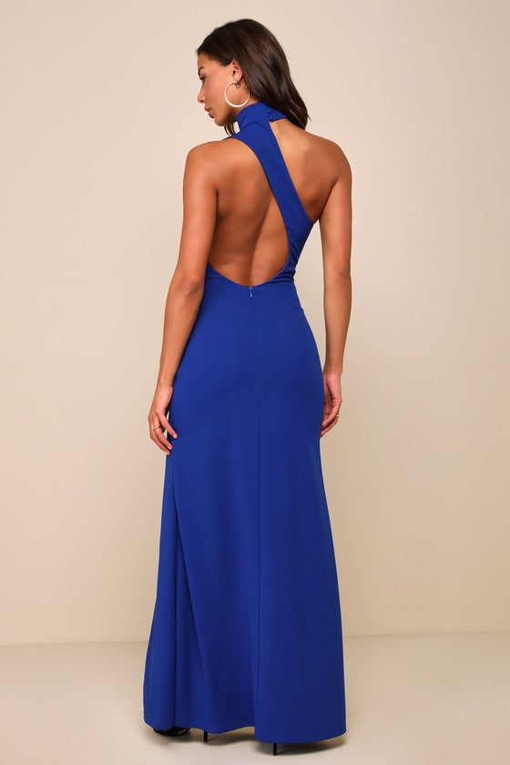 Keep It Interesting Red Asymmetrical Cutout Halter Maxi Dress