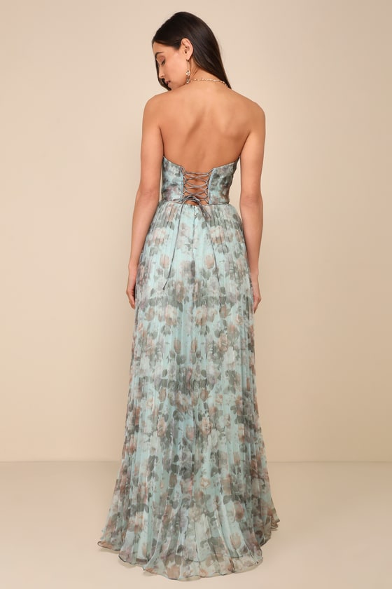 Most Beautiful Day Purple Multi Floral Print Organza Maxi Dress