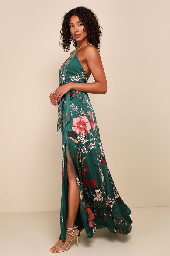Still the One Blush Pink Floral Print Satin Maxi Dress