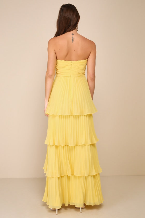 Seriously Sensational Olive Green Strapless Tiered Maxi Dress