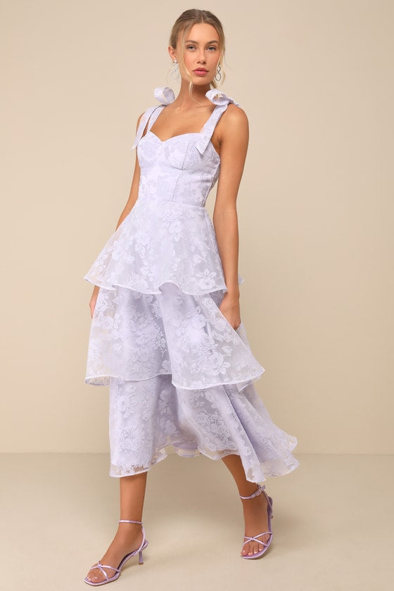 Glamorous Sweetie Yellow Burnout Tie-Strap Bustier Midi Dress