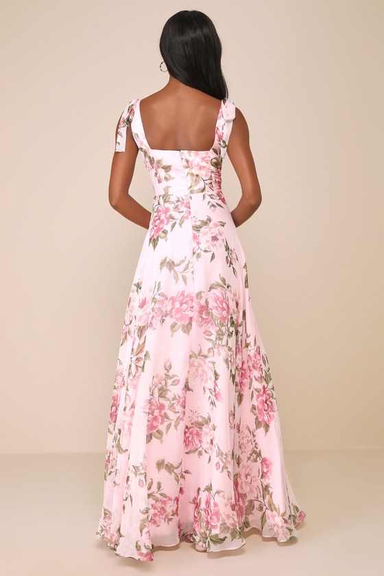 Love Me Forever Navy Blue Floral Square Neck Maxi Dress