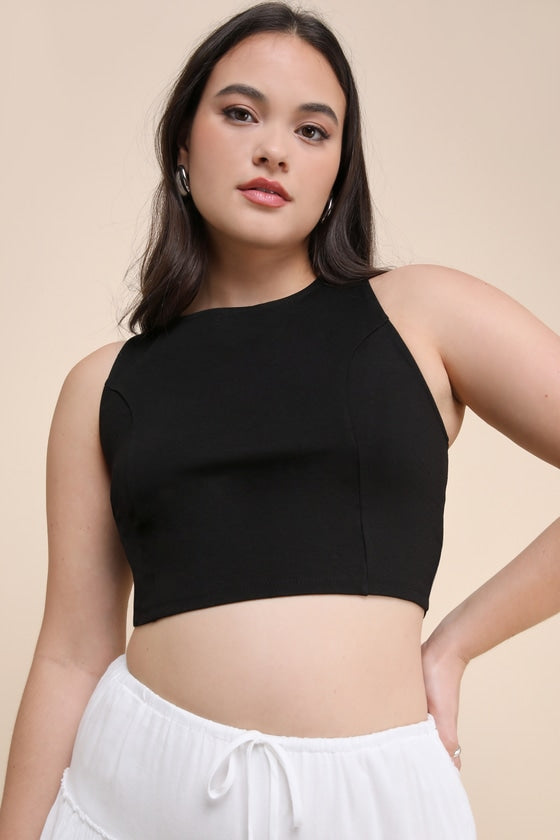 Let's Tie It Rust Orange Tie-Back Cropped Tank Top