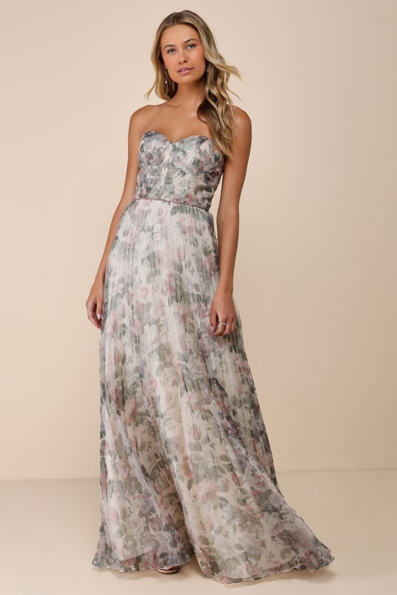 Most Beautiful Day Purple Multi Floral Print Organza Maxi Dress