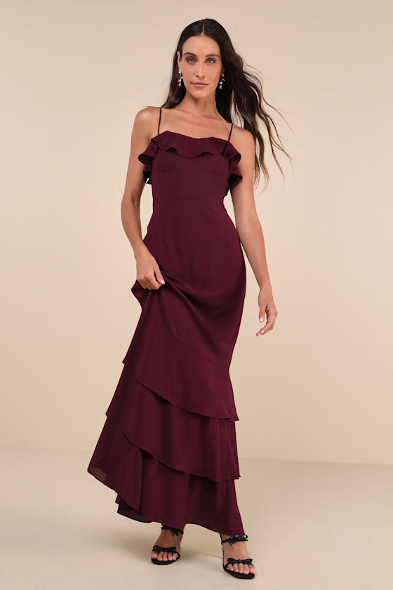 Lively Evenings Green Sleeveless Tiered Maxi Dress