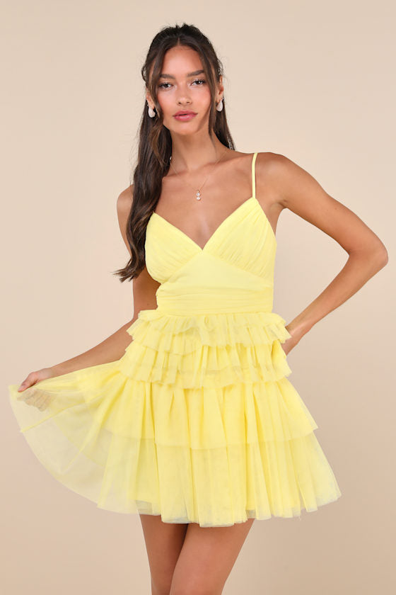 Special Poise Pink Tulle Pleated Sleeveless Tiered Mini Dress