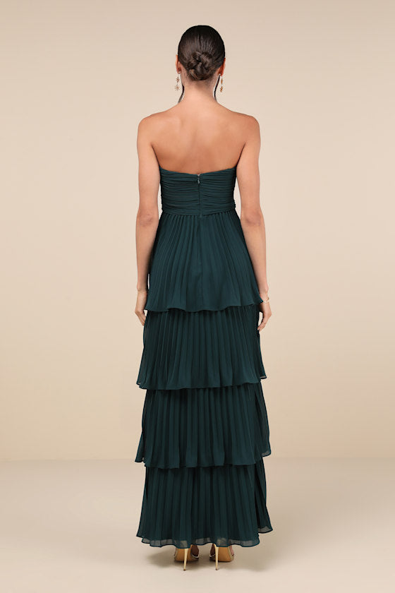 Seriously Sensational Black Strapless Tiered Maxi Dress