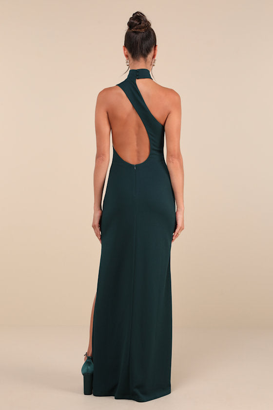 Keep It Interesting Hot Pink Asymmetrical Halter Maxi Dress