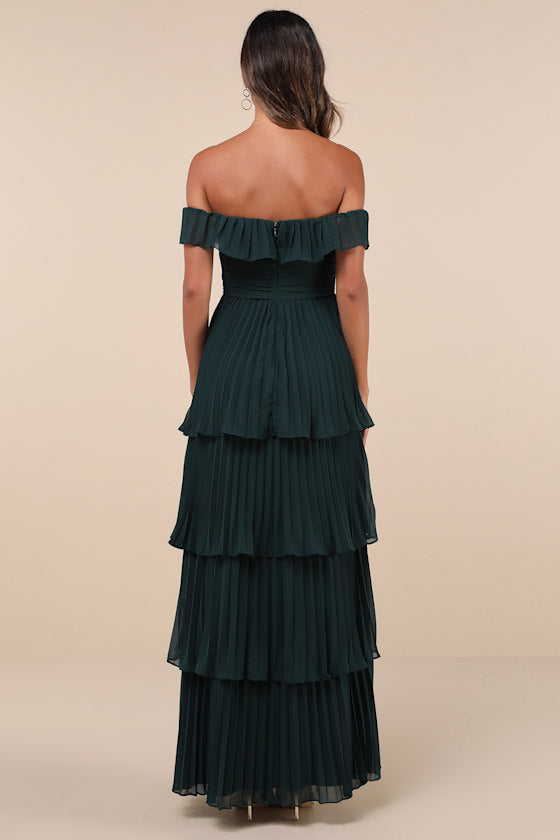 Always Remarkable Lavender Pleated Off-the-Shoulder Maxi Dress