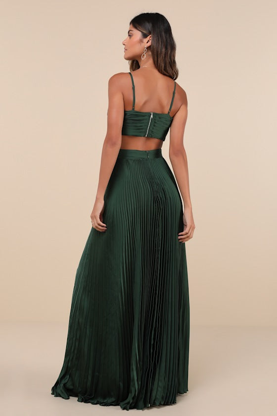 Got the Glam Wine Red Pleated Cutout Maxi Dress