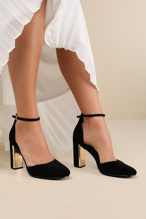 Laura Champagne Satin Ankle Strap Heels