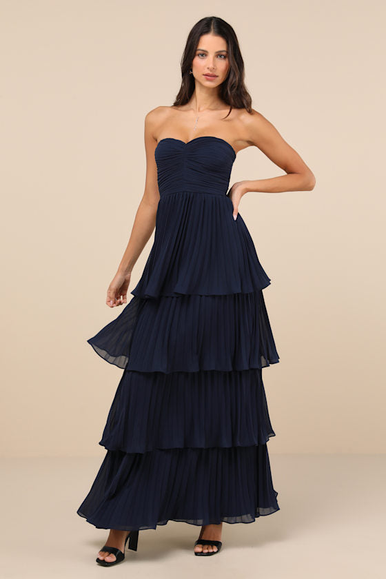 Seriously Sensational Sage Brush Strapless Tiered Maxi Dress