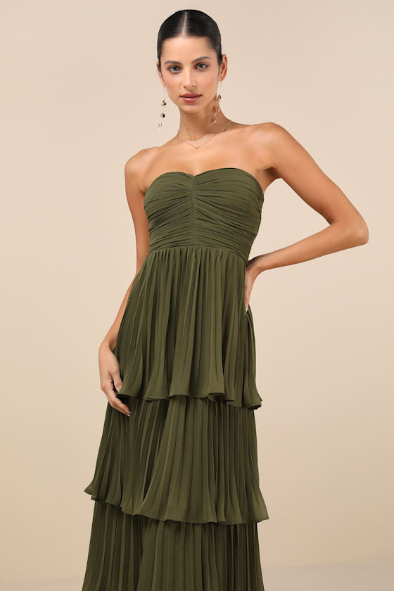 Seriously Sensational Yellow Strapless Tiered Maxi Dress
