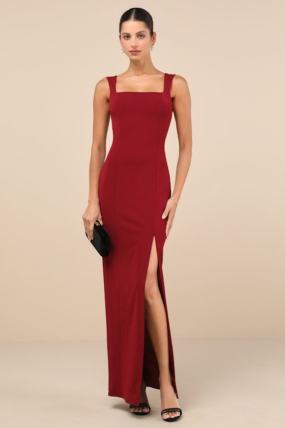 Inspiring Allure Hunter Green Square Neck Column Maxi Dress