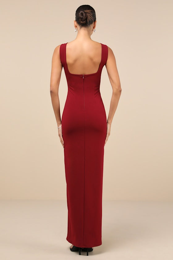 Inspiring Allure Black Square Neck Column Maxi Dress
