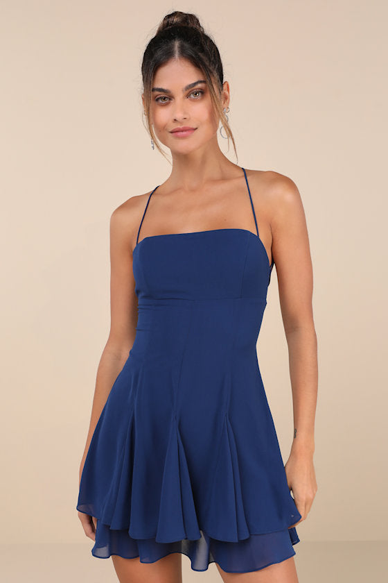Perfected Sweetness Black Pleated Tiered Mini Dress