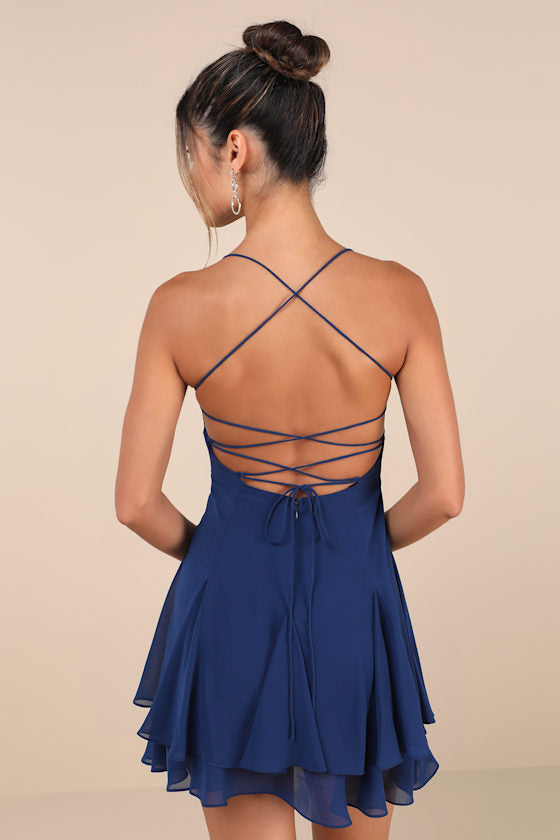 Perfected Sweetness Black Pleated Tiered Mini Dress