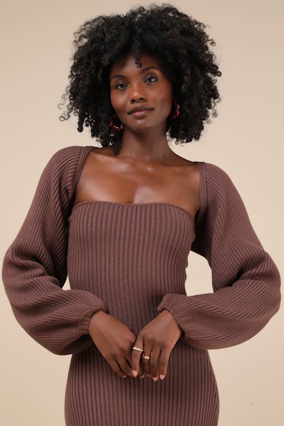 Autumn Aura Rusty Rose Ribbed Two-Piece Sweater Dress