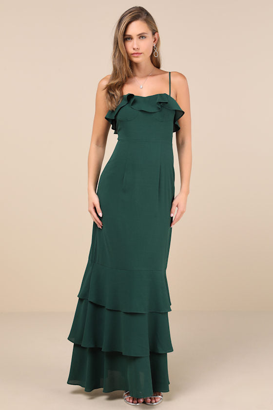 Lively Evenings Lavender Sleeveless Tiered Maxi Dress