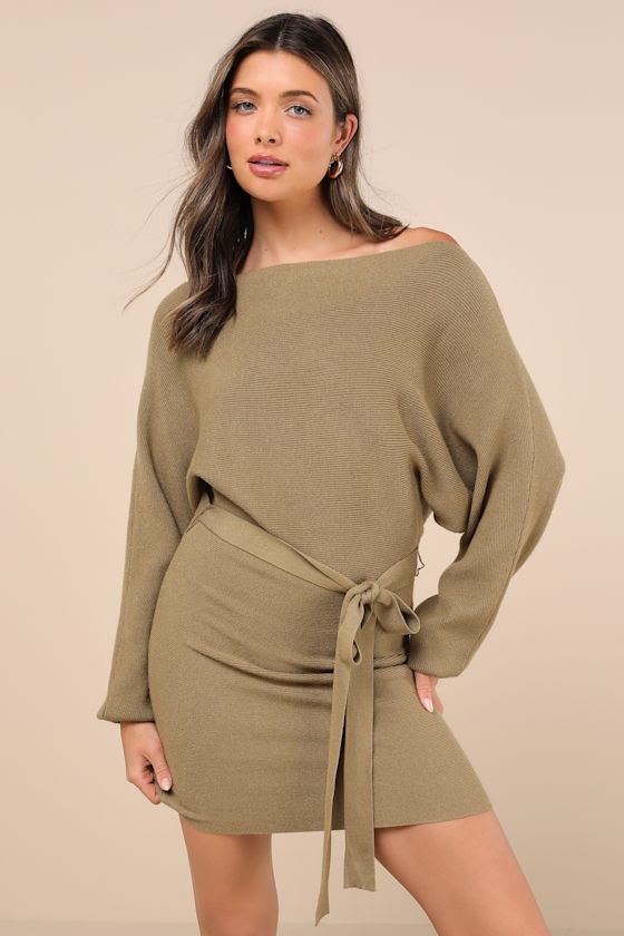 Modern Comfort Ivory Dolman Sleeve Mini Sweater Dress