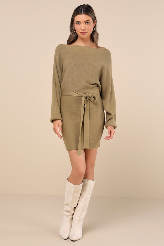 Modern Comfort Ivory Dolman Sleeve Mini Sweater Dress