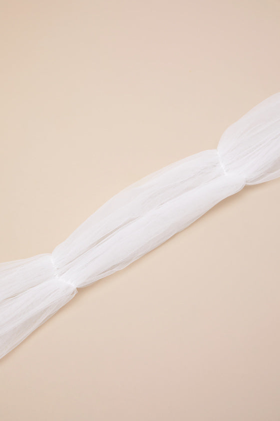 Cascading Romance White Tulle Veil Scarf