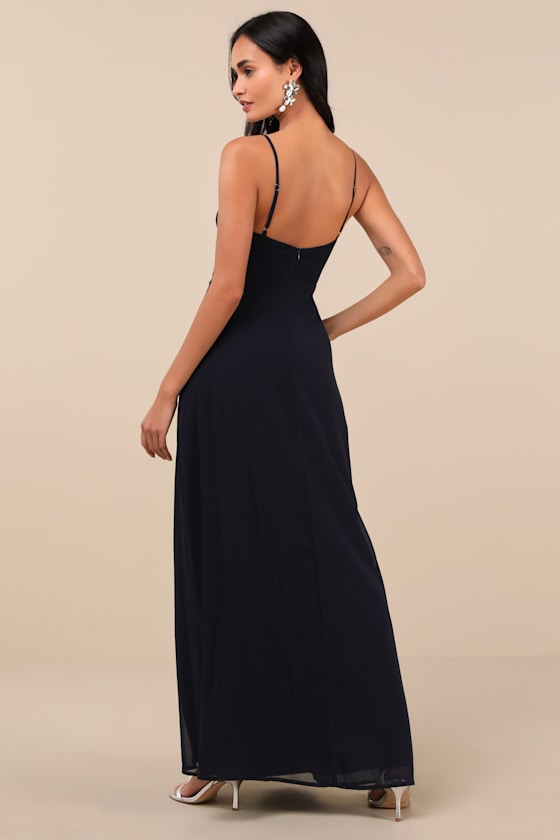 Marveled Beauty Black Sleeveless Tie-Front Maxi Dress
