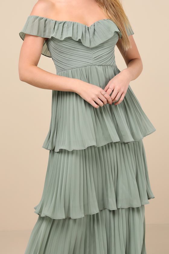 Always Remarkable Lavender Pleated Off-the-Shoulder Maxi Dress
