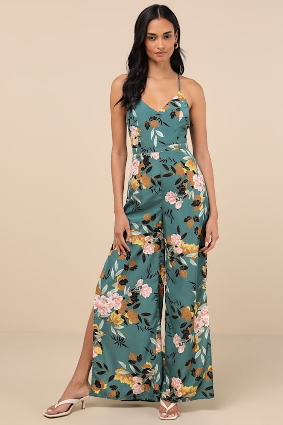 Beautiful Blooms Black Floral Print Wide-Leg Jumpsuit