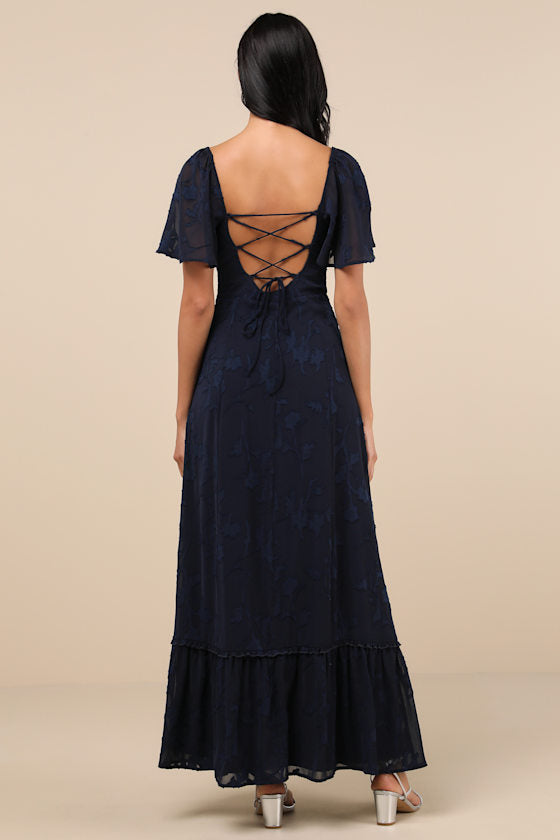 Tailor Made For You White Jacquard Lace-Up Maxi Dress