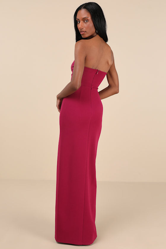 Sensational Beauty Plum Purple Strapless Maxi Dress