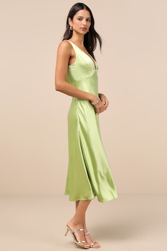 Incredible Love Brown Satin Cowl Back Midi Slip Dress